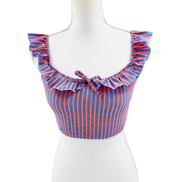 Solid and Striped NEW Womens Size Large Paloma Bikini Top Stripes and Ruffles - Picture 2 of 8